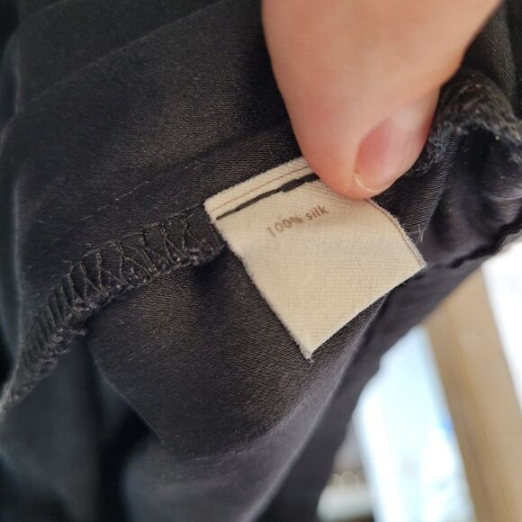 Elaine Kim 100% Silk Lined Pull On Pants Elastic Waistband Cuffed Ankle Black - Picture 10 of 10